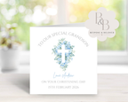 Personalised christening card with floral cross design 