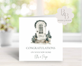 Personalised New Home Card with Watercolour Front Door – Custom Names Moving House Congratulations Card