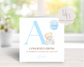 Baby shower card with teddy bear and balloon design 