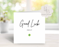 Personalised good luck card with small clover