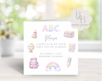 Personalised first day of school card with colourful illustrations 