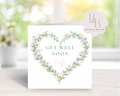Get well soon card with floral heart design 