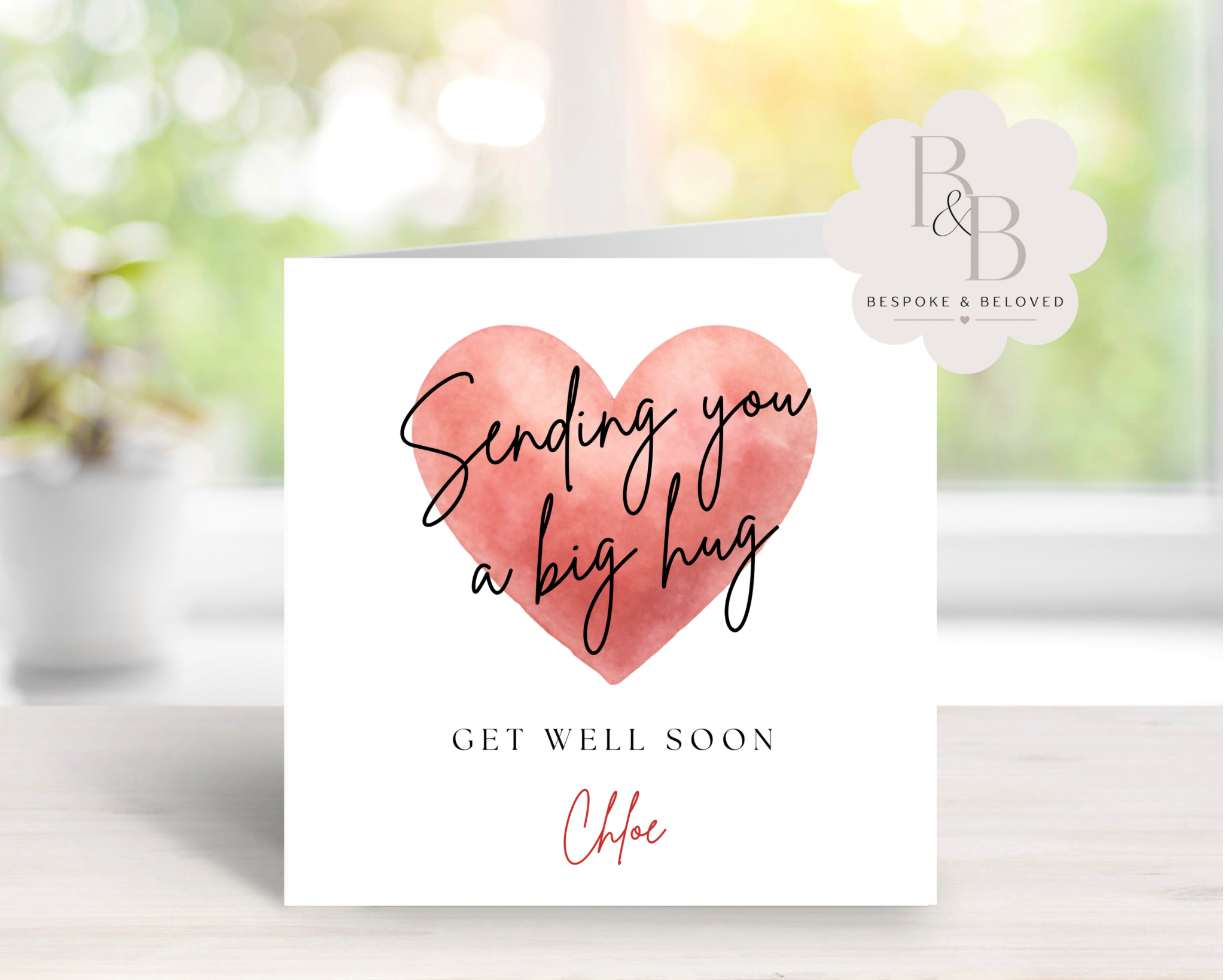 Get well soon card with heart design 