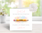 Personalised Back to School Good Luck Card – Custom Name First Day of School Card for Children